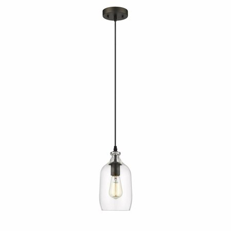 FEELTHEGLOW Athena Transitional 1 Light Rubbed Bronze Mini Ceiling Pendant - 5.5 in. FE2542719